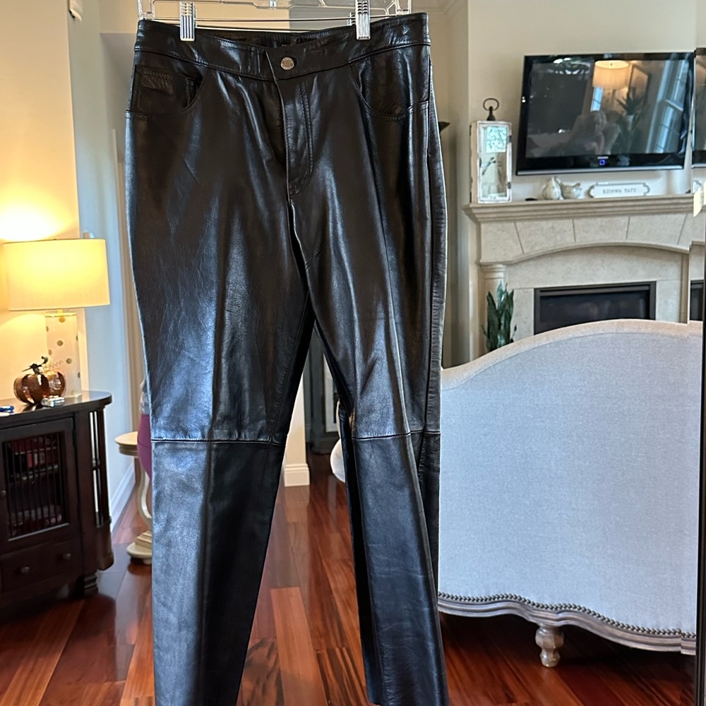 Authentic leather black pants size 8